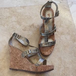 Women’s cork wedge sandals size 9